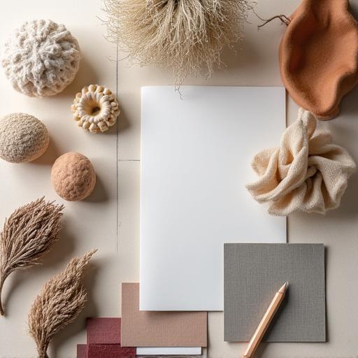 Paleta de colores y materiales para un proyecto de interiorismo.
