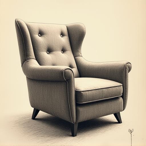 Boceto de una silla de diseño exclusivo.